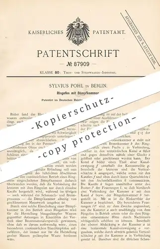 original Patent - Sylvius Pohl , Berlin , 1895 , Ringofen mit Dämpfkammer  | Ofen , Ton , Töpfer | Öfen , Ofenbauer !!