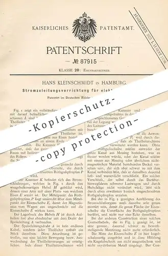 original Patent - Hans Kleinschmidt , Hamburg , 1895 , Stromzuleitung f. elektrische Bahnen | Straßenbahn , Bahn , Strom