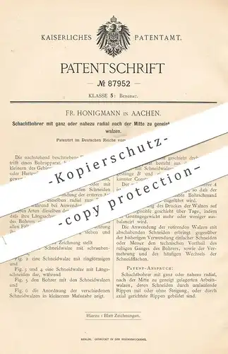 original Patent - Fr. Honigmann , Aachen , 1895 , Schachtbohrer | Gesteinsbohrer , Bohrer , Bohrmaschine | Bergbau !!