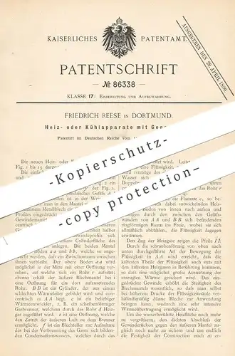 original Patent - Friedrich Reese , Dortmund , 1894 , Heizung o. Kühlung mit Gegenstrom | Kühlschrank !!!