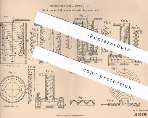original Patent - Friedrich Reese , Dortmund , 1894 , Heizung o. Kühlung mit Gegenstrom | Kühlschrank !!!