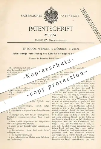 original Patent - Theodor Werner , Mödling / Wien / Österreich , 1895 , Verstrebung am Kurbelwellenlager an Lokomobil !!