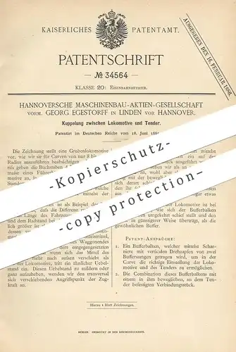 original Patent - Hannoversche Maschinenbau AG vorm. Georg Egestorff , Hannover / Linden | Kupplung für Lokomotive