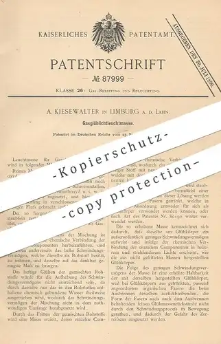 original Patent - A. Kiesewalter , Limburg / Lahn  1894 , Gasglühlichtleuchtmasse | Gasglühlicht | Gas , Lampe , Brenner