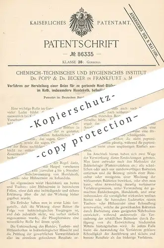 original Patent - Chemisch Technisches & Hygienisches Institut Dr. Popp & Dr. Becker , Frankfurt / Main | Beize | Gerber