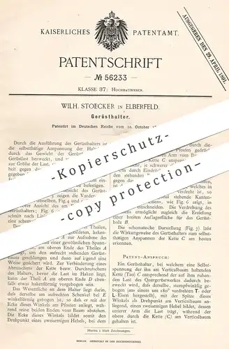 original Patent - Wilh. Stoecker , Elberfeld , 1890 , Gerüsthalter | Baugerüst , Gerüstbau , Gerüstbauer , Werkzeug !!!