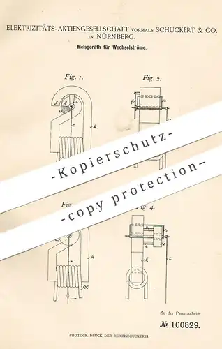 original Patent - Elektrizitäts- AG vorm. Schuckert & Co. Nürnberg 1898 | Messgerät f. Wechselstrom | Strom , Elektriker