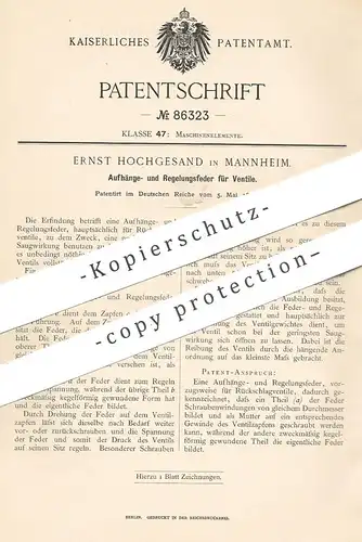 original Patent - Notenblatt aus Pappe , 1895 , Aufhänge- und Regelungsfeder für Ventile | Ventil , Feder , Schlosser