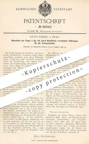 original Patent - Otto Foehr , Prag , 1895 , Notenblatt aus Pappe | Notenblätter | Noten , Musik , Musikinstrumente !!