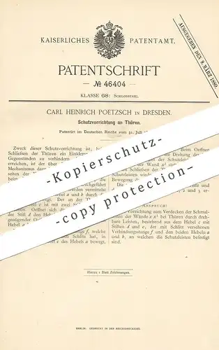 original Patent - Carl Heinrich Poetzsch , Dresden , 1888 , Schutz an Türen | Tür , Schlosser !!!