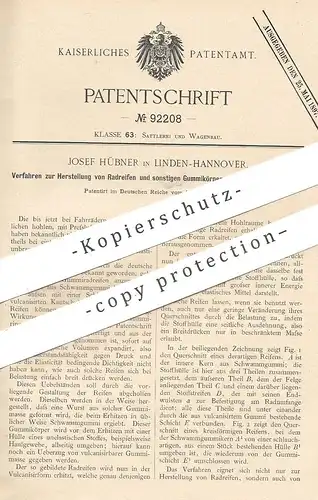 original Patent - Josef Hübner , Hannover / Linden , Herstellung von Radreifen , Reifen | Gummi , Kautschuk !!