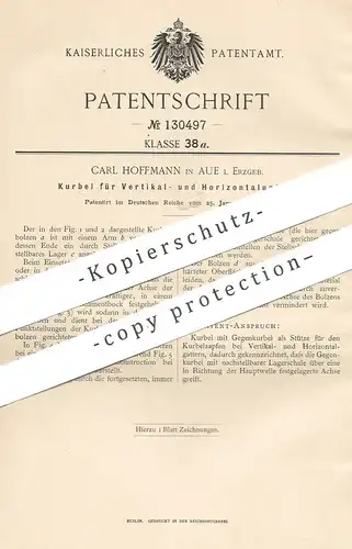 original Patent -  Carl Hoffmann , Aue / Erzgebirge , 1901 , Kurbel für Gatter | Holzgatter , Kurbelwelle !!