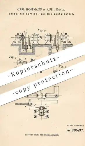 original Patent -  Carl Hoffmann , Aue / Erzgebirge , 1901 , Kurbel für Gatter | Holzgatter , Kurbelwelle !!