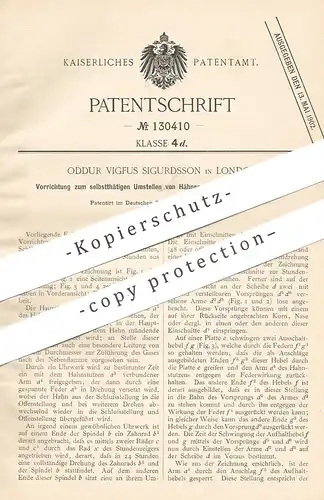 original Patent - Oddur Vigfus Sigurdsson , London , England , 1901 , Öffnen u. Schließen von Gashahn | Gas !!