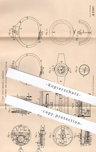 original Patent - Carl Otto Major , Dresden , 1892 , Uhr - Armband | Armbanduhr | Uhren , Schmuck , Uhrmacher , Wecker