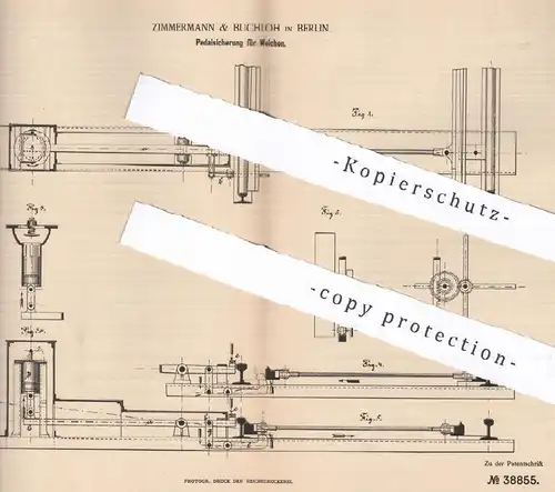 original Patent - Zimmermann & Buchloh , Berlin , 1886 , Pedalsicherung für Weichen | Eisenbahn - Weiche | Lokomotive