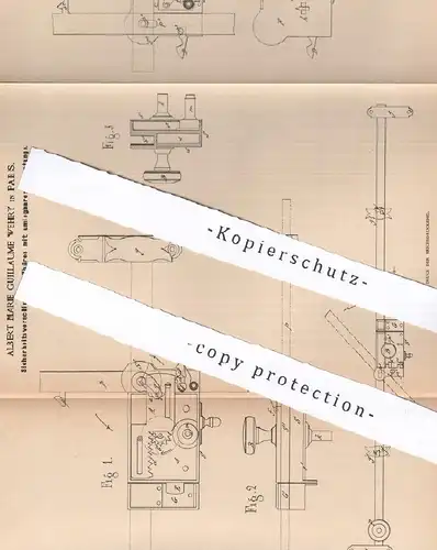 original Patent - Albert Marie Guillaume Wehry , Paris , Frankreich , 1886 , Türschloss | Tür - Schloss | Schlosser