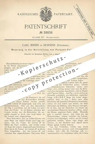 original Patent - Carl Jensen , Horsens , Dänemark , 1886 , Parquet - Fußboden | Parkett , Dielen , Holz , Tischler