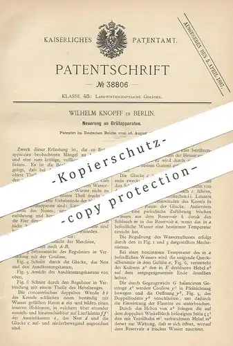 original Patent - Wilhelm Knopff , Berlin , 1886 , Brütapparat | Brutapparat | Tierzucht , Hühner , Broiler | Landwirt !