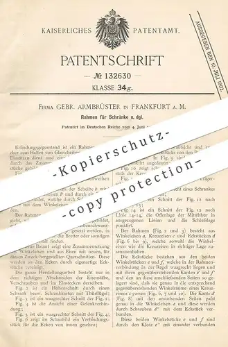original Patent - Gebrüder Armbrüster , Frankfurt / Main , 1901 , Rahmen für Schrank | Schränke , Möbel , Möbelbauer !!