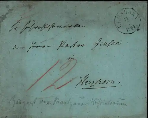 Dokument Adel , A.D. Jensen , Banzau , 1861 , Bergen an der Dumme , Herzhorn !!!
