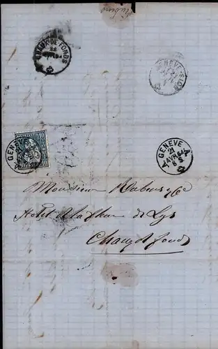 Dokument Adel , Le Chaux de Fonds , 1864 , Geneve , Genf !!!