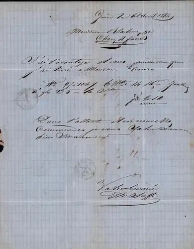 Dokument Adel , Le Chaux de Fonds , 1864 , Geneve , Genf !!!