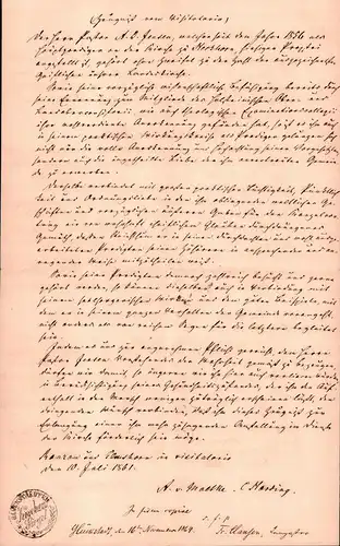 Dokument Adel , Glückstadt 1861 , Adolf von Moltke , von Schirach , mit Siegel , Autograph !!!