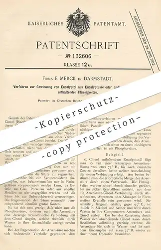 original Patent - E. Merck , Darmstadt , 1901 , Gewinnung von Eucalyptol aus Eucalyptusöl | Eucalytus - Öl !!