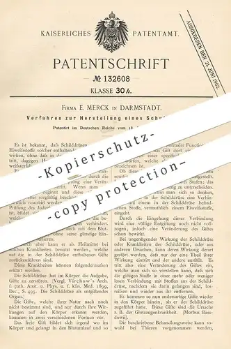 original Patent - E. Merck , Darmstadt , 1900 , Herstellung von Schutzserum | Serum | Schilddrüse , Medizin , Medikament