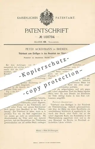 original Patent - Peter Ackermann , Bremen , 1898 , Türband | Türbänder | Tür , Türen , Schlosser , Schloss