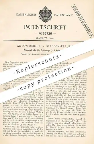 original Patent - Anton Reiche , Dresden / Plauen , 1894 , Wendegetriebe für Spielzeug , Fahrzeug | Spielauto , Sport