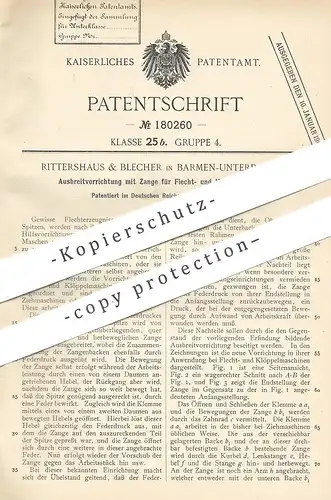 original Patent - Rittershaus & Blecher , Barmen Unterbarmen 1906 | Ausbreitung per Zange an Flecht- u. Klöppelmaschine