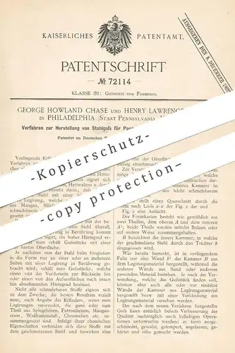 original Patent - George Howland Chase , Henry Lawrence Gantt , Philadelphia , USA , 1892 , Stahlguss für Panzer , Walze