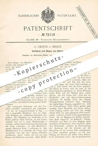 original Patent - C. Oesten , Berlin , 1892 , Biegen von Röhren | Rohr , Rohre , Röhre | Metall , Eisen | Klempner !!
