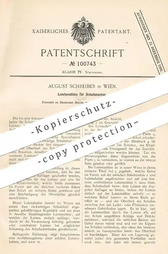 original Patent - August Schreiber , Wien , Österreich , 1897 , Leistentütze für Schumacher | Schuster | Schuhwerk !!!
