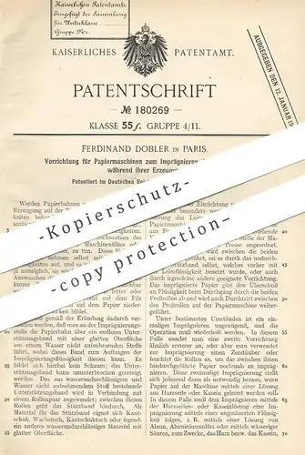 original Patent - Ferdinand Dobler , Paris , Frankreich , 1906 , Papiermaschine zum Imprägnieren der Papierbahn | Papier