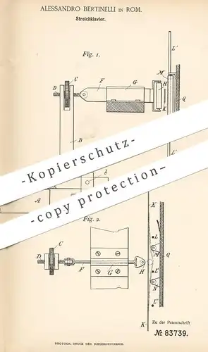 original Patent - Alessandro Bertinelli , Rom , Italien , 1894 ,  Streichklavier | Klavier , Piano , Orgel , Musik !!