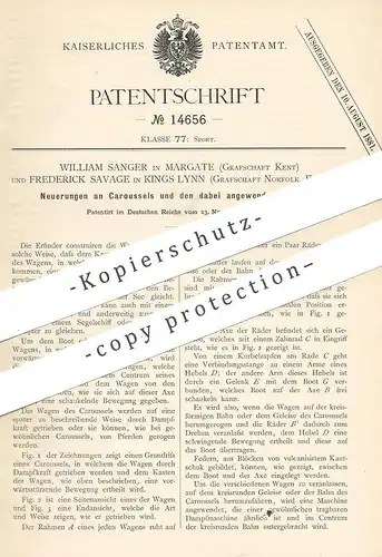 original Patent - William Sanger , Margate , Kent | Frederick Savage , Kings Lynn , Norfolk , England , 1880 | Karussell