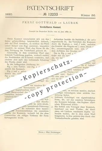 original Patent - Franz Gottwald , Lauban , 1880 , Verstellbares Kummet | Pferdegeschirr , Pferd , Pferde , Kutsche !!!