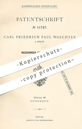 original Patent - Carl Friedrich Paul Waechter , Berlin , 1879 , Mikroskop | Mikroskope | Objektträger !!
