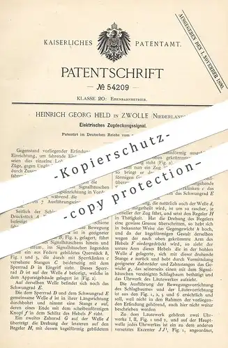 original Patent - Heinrich Georg Held , Zwolle , Niederlande , 1888 , Elektrisches Zugdeckungssignal | Eisenbahn  Signal