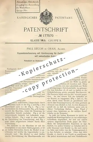 original Patent - Paul Décor , Oran , Algier , 1905 , Expansionssteuerung | Dampfmaschine , Motor , Motoren !!!