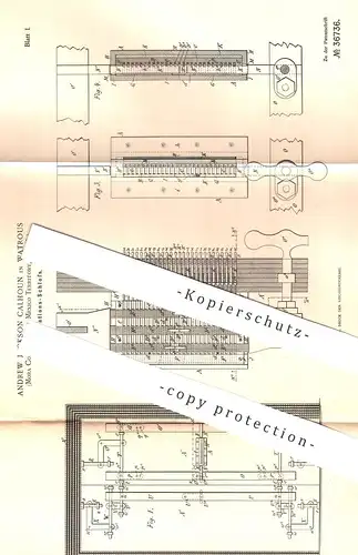 original Patent - Andrew Jackson Calhoun , Watrous , Mora County , New Mexico , USA | Schloss für Geldschrank , Tresor