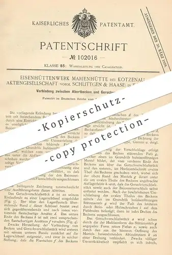 original Patent - Eisenhüttenwerk Marienhütte , Kotzenau | vorm. AG Schlittgen & Haase | Toilette , Abort , WC , Kloset