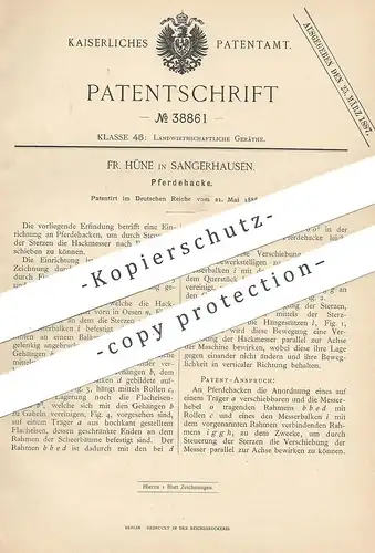 original Patent - Fr. Hüne , Sangerhausen , 1886 , Pferdehacke | Hacke , Egge , Pflug | Landwirt , Ernte , Pferde !!!