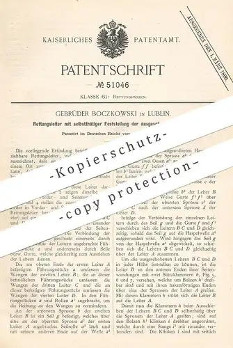 original Patent - Gebrüder Boczkowki , Lublin / Polen , 1889 , Rettungsleiter | Leiter , Feuerwehr , Sprossenleiter !!!