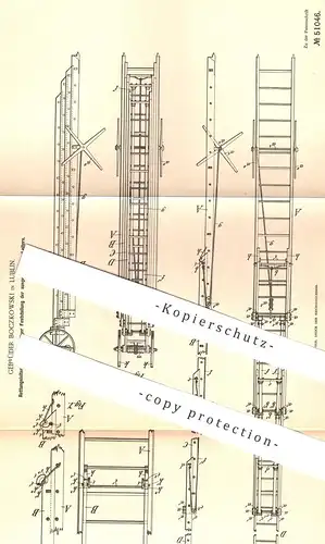 original Patent - Gebrüder Boczkowki , Lublin / Polen , 1889 , Rettungsleiter | Leiter , Feuerwehr , Sprossenleiter !!!