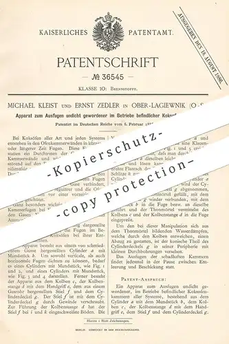 original Patent - Michael Kleist , Ernst Zedler , Lagiewnik , Kattowitz , Polen , 1886 , Koksofenkammern verfugen | Ofen