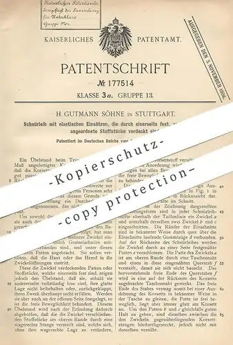 original Patent - H. Gutmann Söhne , Stuttgart , 1905 , Schnürleib | Korsett | Korsage | Medizin , Arzt